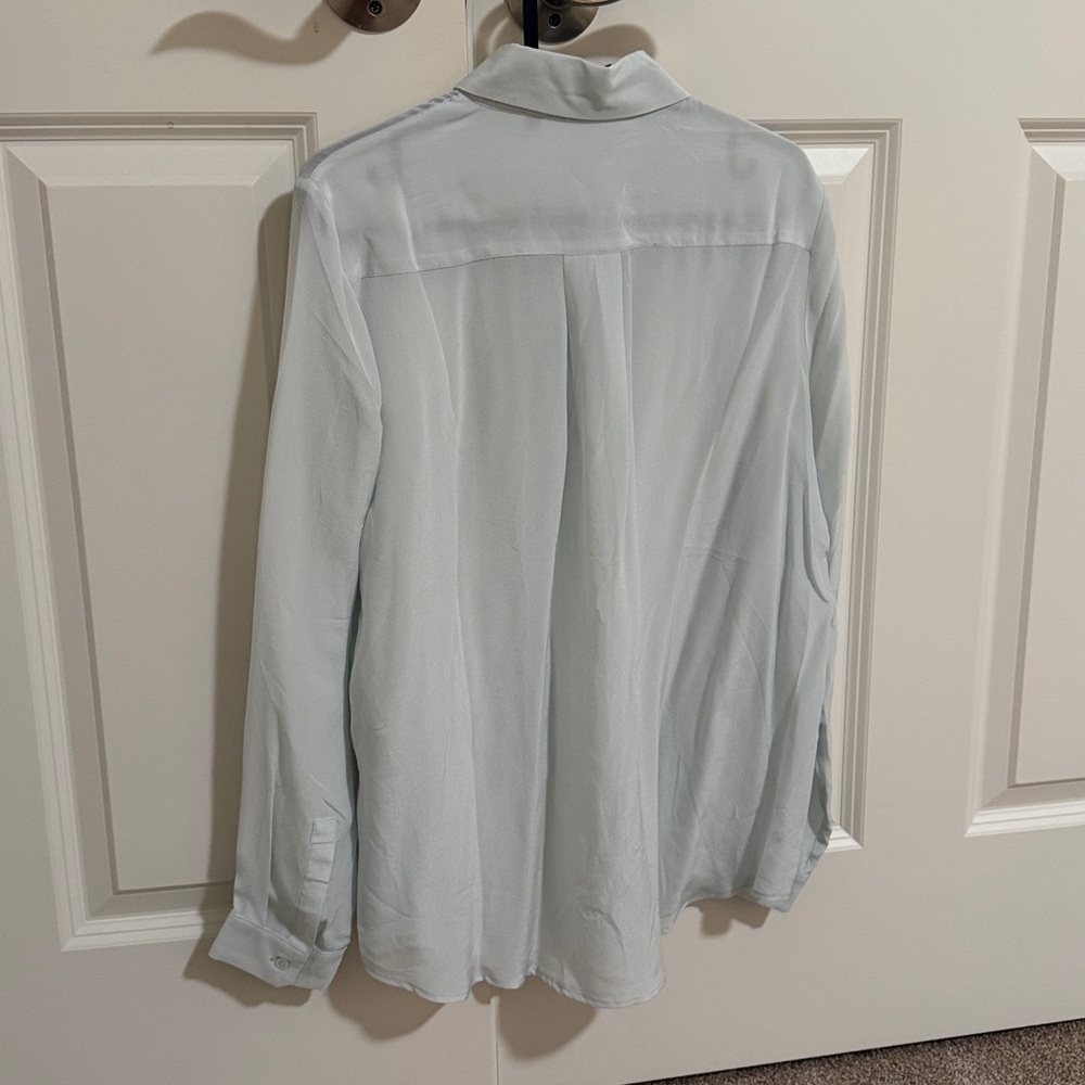 The Kooples sky blue 100% silk button down shirt / blouse, size M, new - Picture 2 of 6